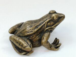 Collection China Old Bronze Carved Charming Frog Statue Pendant Or Paperweight