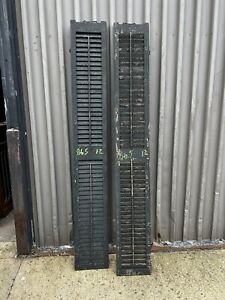 Pair Vintage Late Victorian Louvered House Window Shutters 86 5 X 12 Wide