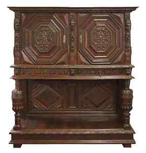 Antique Cupboard Renaissance Revival Credence Carved Large 89 H 1800 S 