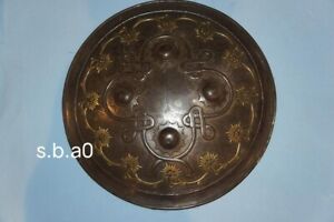 Antique An 19th Century Indo Persian Shield Iron And Brass Dhal