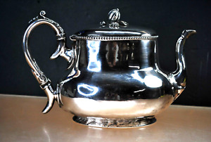 Antique English Victorian Silver Plate Over Copper Teapot Circa 1800 S