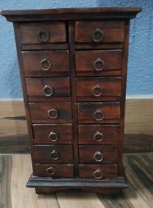 Vintage 14 Drawer Wood Apothecary Storage Chest Dresser Home Decor Grannycore