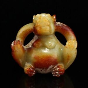 Chinese Antique Han Dynasty Hetian Ancient Jade Carved Jade Animal Bear Statues
