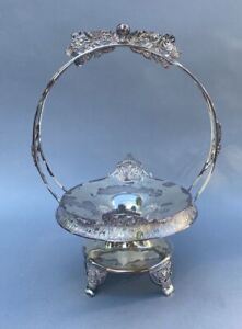 Ornate Antique Victorian Derby Silver Plate Brides Basket Frame
