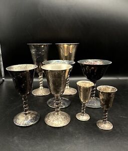 Vintage Set Of 8 Silver Plated Goblets Cups U M O S Made In Spain Kc