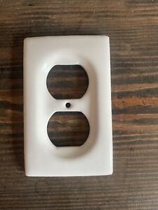 Vintage White Ceramic Duplex Outlet Cover Wall Plate