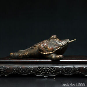 12 China Antique Handmade Ming Dynasty Bronze Gilt Xuande Mark Toad Statue