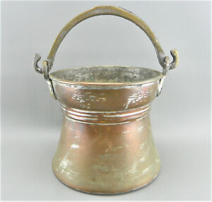 Heavy Ornate Antique Primitive Cast Etched Farmhouse Copper Pot Cauldron Kettle