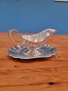 Silver Plated Gravy Boat With Tray