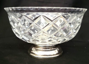 Vintage Cut Crystal Sterling Silver Base Divided Nut Bowl 6 25 D 3 5 H