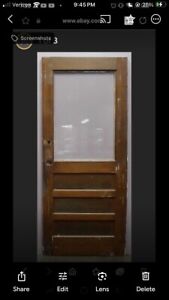 32 X79x1 5 Antique Vintage Reclaimed Solid Wood Wooden Entry Door 6 Panels Glass
