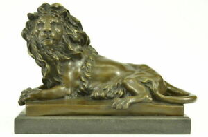 Signed Barye African Male Lion King Of Statue Figurine Bronze Sculpture Artwork