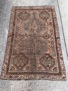 Vintage Hand Knotted Wool Area Rug 4 2 X 6 