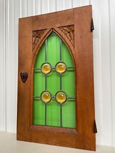 A Stunning Thick Gothic Revival Stained Glass Door Panel 1 
