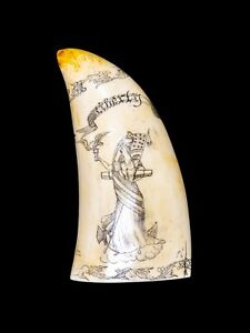 Faux Sperm Whale Tooth Liberty Scrimshaw Resin Artek Museum Quality