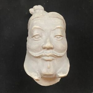 Terra Cotta Army Chinese Xi An Warrior Head Bust Wide Signed Desk Shelf Decor