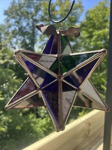 Authentic Antique Moravian Star Light Lantern Good Condition Multi Colored