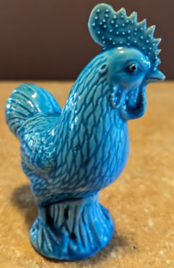 Chinese Export Rooster 5 Monochrome Open Bottom Turquoise Glaze Early 20th C 