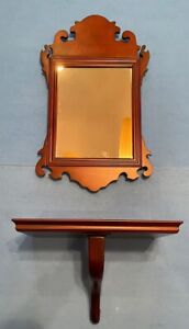 Colonial Williamsburg Chippendale Mirror And Wall Shelf Includes Brass Hooks 2