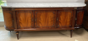 French Louis Xvi Marble Top Figured Flame Mahogany Sideboard Buffet Server