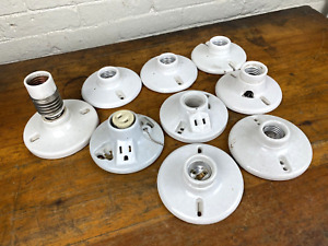 9 Vintage Porcelain Light Fixtures Clean 1 Has Small Chip