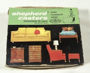 Vintage Mcm Nos Box Of 4 Shepherd 2 Round Satelite Ball Casters For Carpet