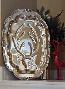 Silver Plate Oneida Deer Serving Tray For Meat Excellent Condition 