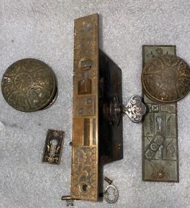 1880 S Sargent 6334 Entry Door Knobs Lock Set Keys Rosette Backplate Beautiful