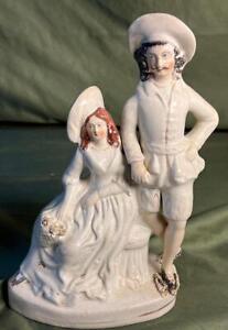 Antique Old English England Staffordshire Art Pottery Statue Man Woman Figure