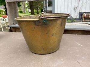 Early Antique Primitive Country Kitchen Brass Bucket Pail Patent 1868