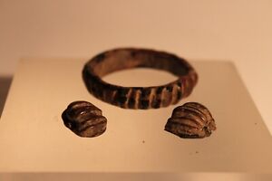 Ancient Roman Egypt Glass Bracelet With 2 Amulets Set C 1 2nd Century Ad