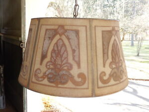 Antique Arts And Crafts Metal Screen Shade Ceiling Light Ca 1920