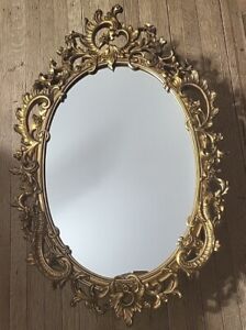Vtg Syroco Oval Ornate Hollywood Regency Hanging Wall Mirror 29 Super Nice 