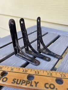 Lot Of 3 Vintage 1900s Miniature Shelf Brackets 2 Pressed Steel 1 Cast Iron