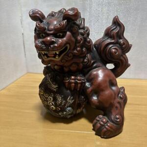 Shishi Lion Kutani Pottery Statue 11 4 Inch Japanese Vintage Old Figurine Figure
