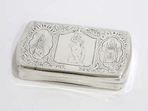 3 5 Sterling Silver Gilded Interior Antique Continental Mother Child Snuff Box