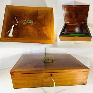 Early 19thc Rosewood Military Campaign Chest With Parquetry Key C 1820 50 