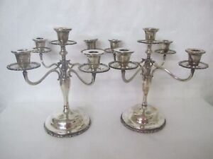 Magnificent Sterling Vintage 5 Armed Pair Of Candelabras Approx 126 Troy Ounces