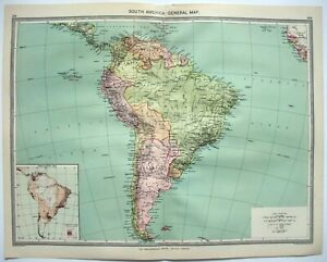 South America Original C1906 Map By George Philip Vintage