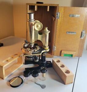 Antique Ernest Leitz Wetzlar Brass Microscope 1897 Germany 