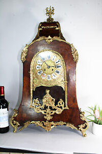Majestical Xl 33 4 Antique French Boulle Mantel Clock Wo D Bronze Ornament