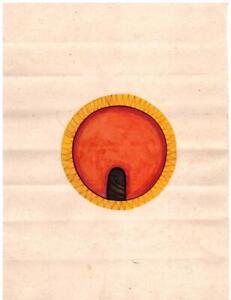 Tantra Painting On Old Paper India Cosmic Shiva Egg Snake Lingam Tantric Art
