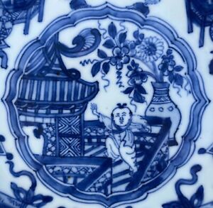 Chinese Antique Porcelain Blue And White Plate Kangxi Period 1920