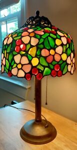 Antique Tiffany Handel Reproduction Leaded Stained Glass Lamp