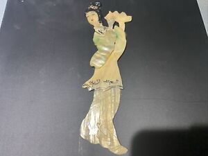 Chinese Antique Carved Mother Of Pearl Geisha Lady Woman For Lacquered Furniture