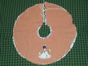 Woodland Snowman Embroidered Tree Skirt 23 Country Prim Winter
