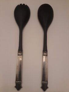 Acanthus Sterling Silver Wood Salad Serving Set Spoon Fork As Is Use Scrap