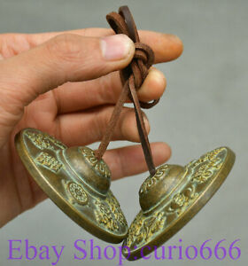 7cm Rare Old Tibetan Copper Buddhism 8 Auspicious Symbol Small Bell