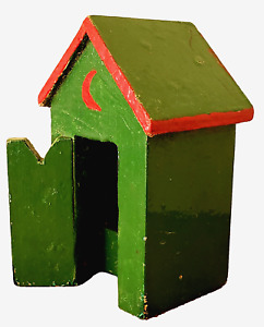 Vintage Putz Christmas Wood Toy Handmade Outhouse Miniature Folk Art Prim 2