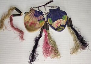 Antique Vintage Chinese Embroidered Silk Perfume Pouch Purses Tassles Flowers